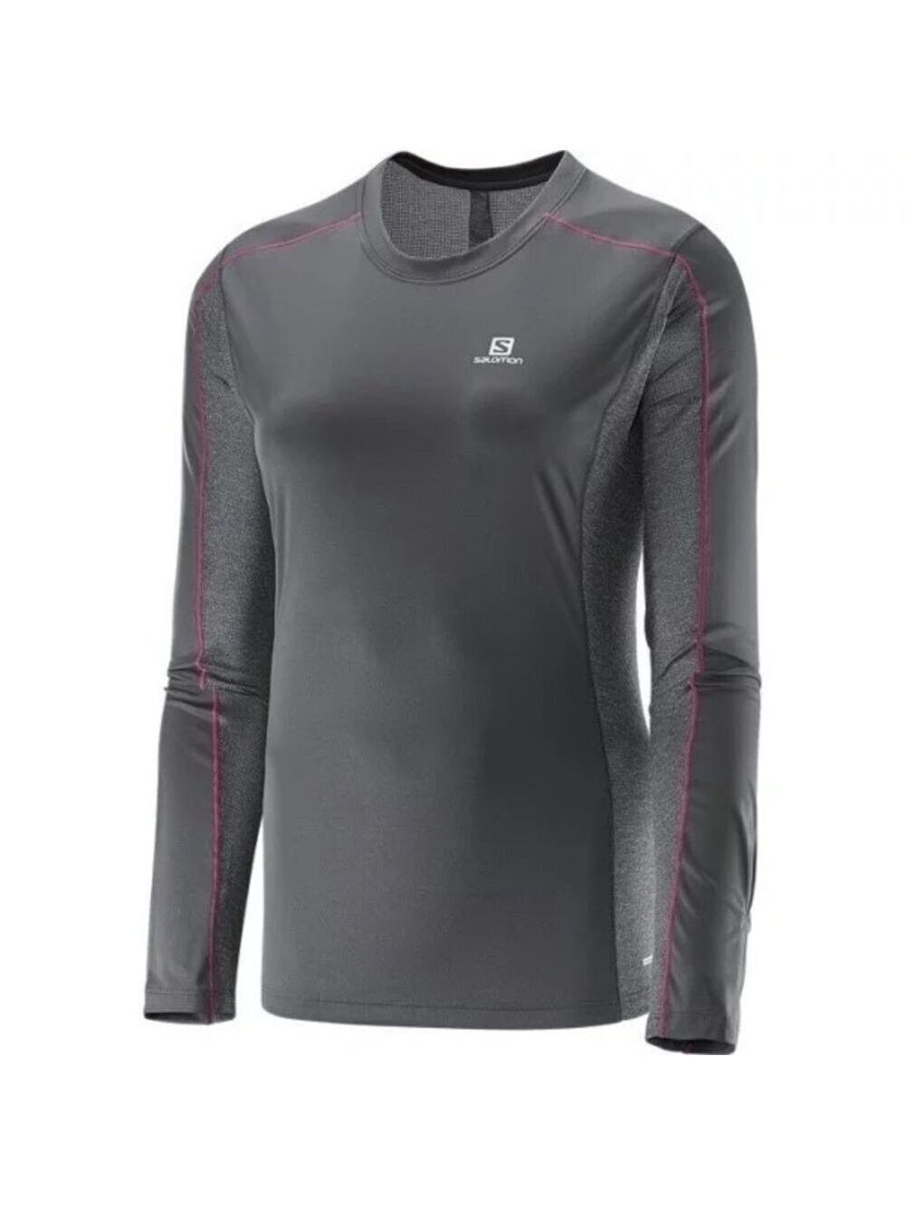 Salomon Agile Long Sleeve Women's Running T-Shirt Grey & Pink, size M